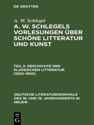 cover image of Geschichte der Klassischen Litteratur. (1802–1803)